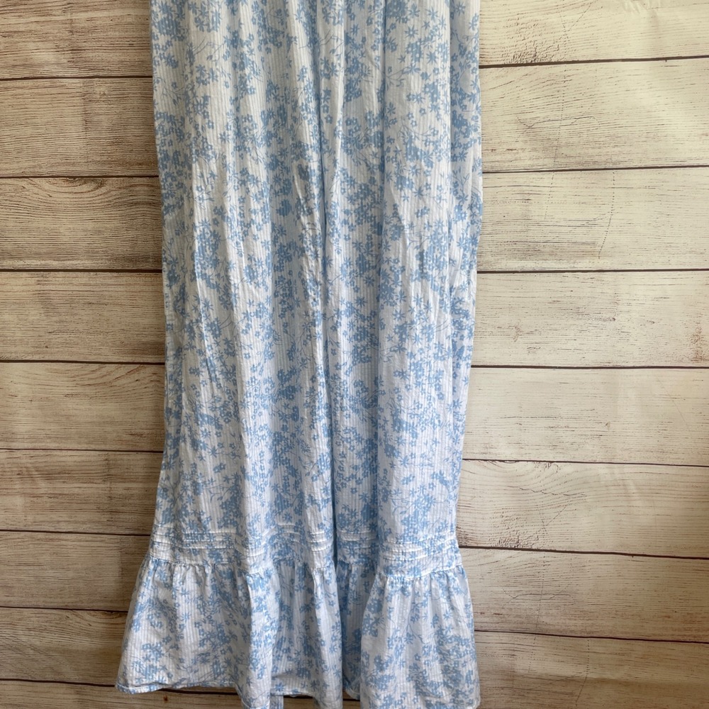 VINTAGE SHABBY CHIC MAXI GOWN IN BLUE FLORAL PRINT - Picture 4 of 8